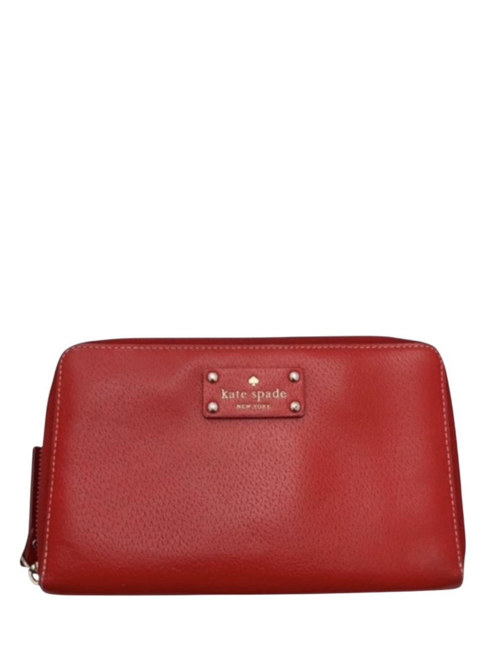 KATE SPADE - RED LEATHER WELLESLEY LARGE TRAVEL ORGANIZER ZIP WALLET